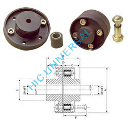 Bushed pin coupling with brake drum