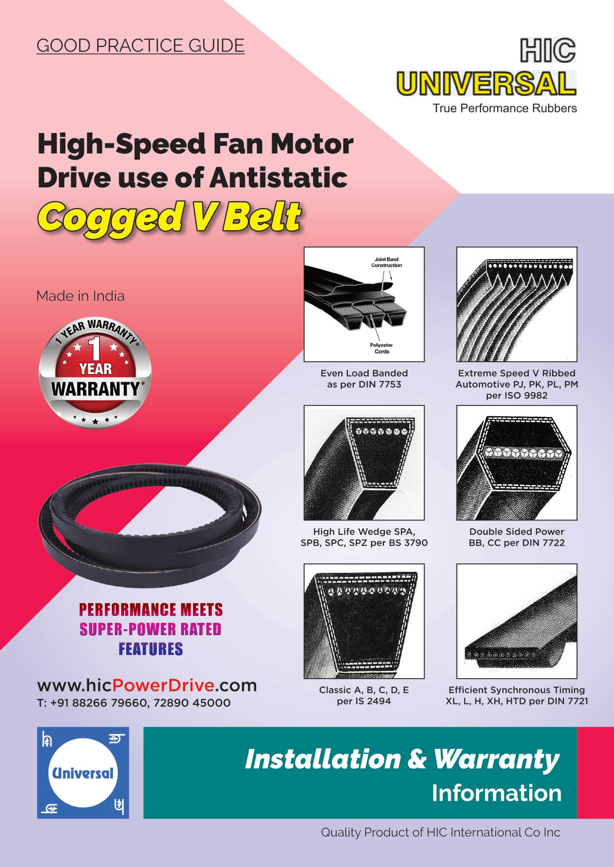 installation of v belt fan motor antistatic rubber hic power drive